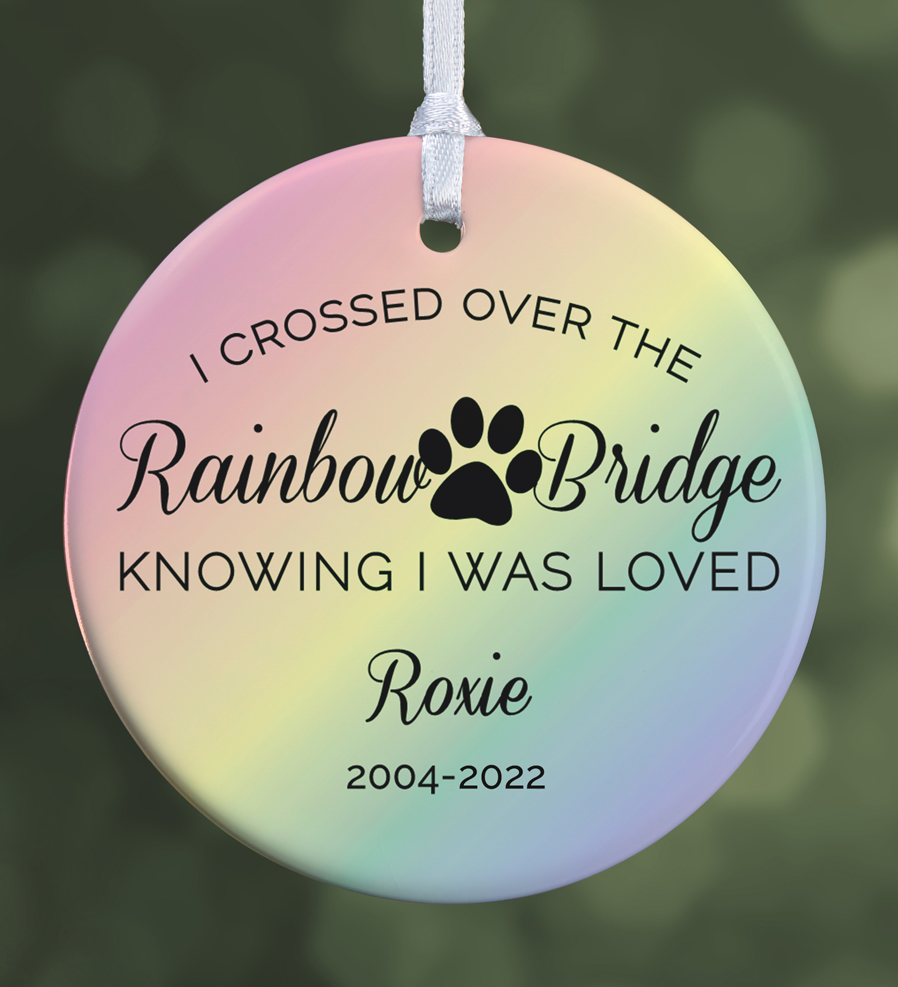 Rainbow Bridge Pet Memorial Personalized Ornament